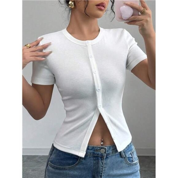 A Classy Chic Boutique Tops - #8 A Classy Chic Boutique White Button-Up Top NWT